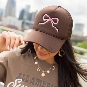 NWT- Pink Lily- Brown w/ Pink Bow- Trucker Hat